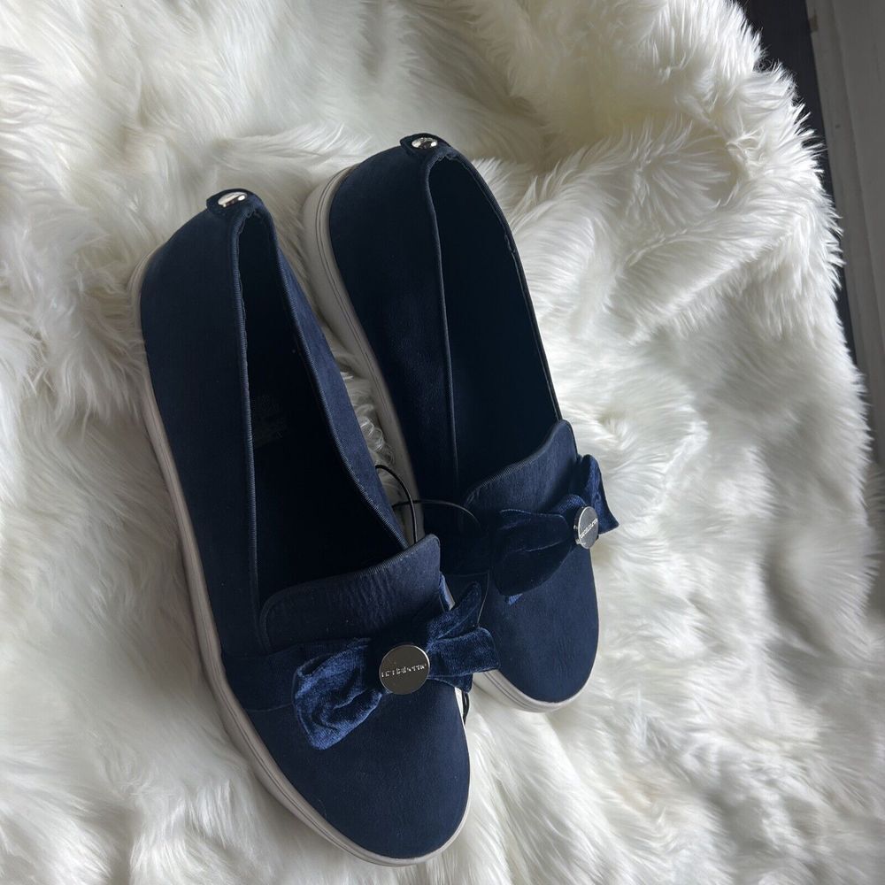 Liz Claiborne‎ LC WEAVER Slip-On Suede Sneaker, Loafer Flats Velvet Bow. Size 10